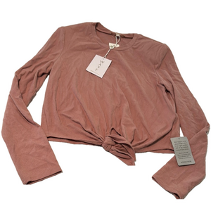 NWT WAYF DUSTY PINK LONG SLEEVE TOP WITH CENTER TIE DETAIL